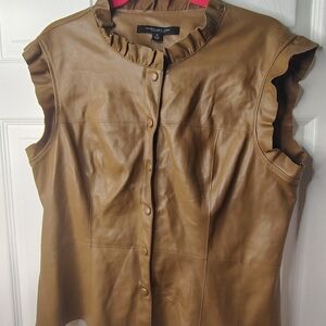 Marc Jacobs Tan Leather Sleeveless Jacket